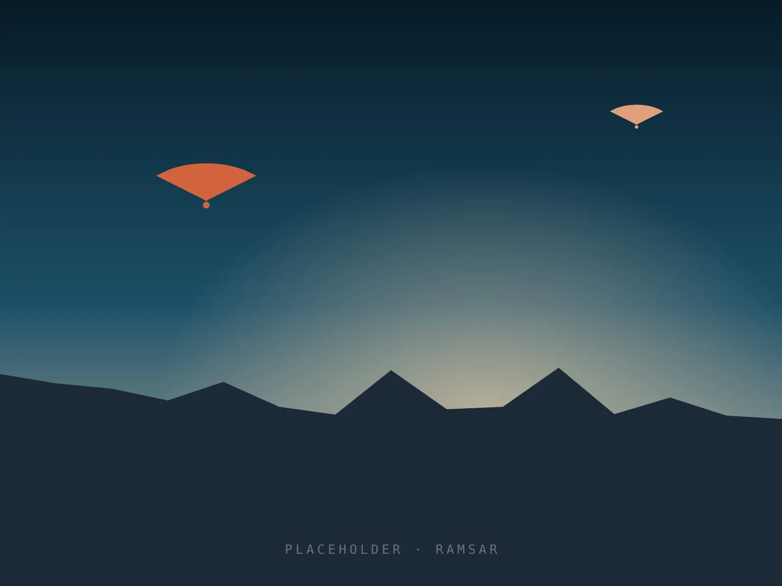 Placeholder illustration of a paraglider above a forested coastline